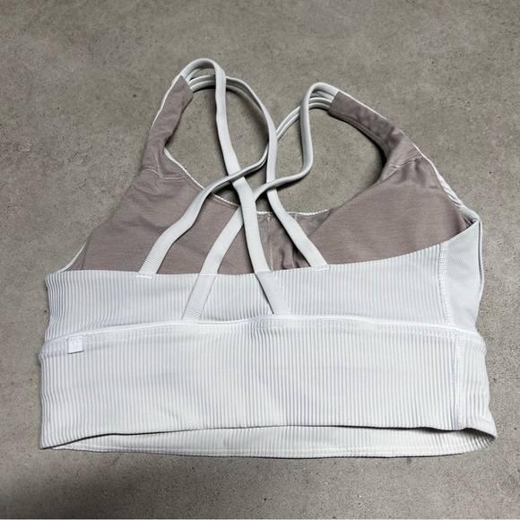 Lululemon Energy Sports Bra Long Line Texture Ribbed Padded White Size 6 - Picture 4 of 6